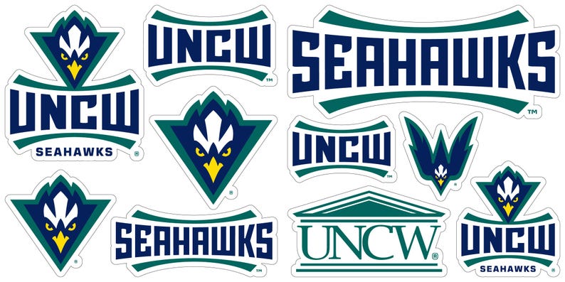 North Carolina Wilmington Seahawks Officially Licensed College Sticker Multipack - School Spirit Decal Set 10-Pack