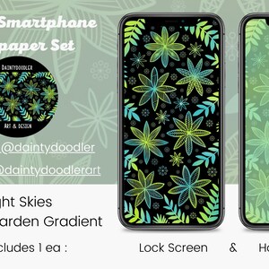 Night Skies - Tropical Garden Gradient Digital Smartphone Wallpaper
