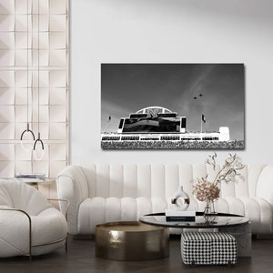 Nebraska Football Husker Memorial Stadium Field Flyover , Fine Art Black and White Print, Home Decor, Wall Art Photography, Variety of Sizes