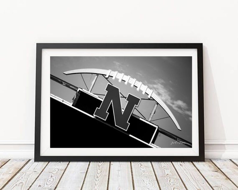 Set of FOUR Nebraska Husker Memorial Stadium Football, Black and White, Fine Art Prints, Home ...