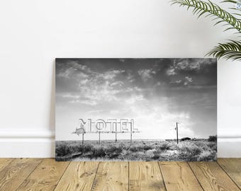 Vintage Neon Motel Sign - Black & White Photography Print