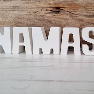 Letras "NAMASTE" brancas, decoração, yoga, marítima, cerâmica, sem concreto, sem madeira