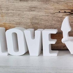 Letras LOVE HOPE + ANCHOR, branco, decoração, marítimo, cerâmica, sem concreto