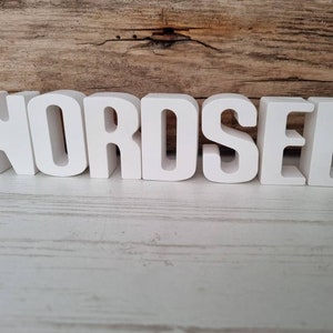 Letras do Mar do Norte "NORDSEE" branco, decoração, marítimo, cerâmica