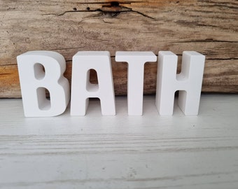 BATH Schriftzug, Buchstaben, white, Deko, Maritim, Keramik, Badezimmer Deko, Bathroom, decor, Shabby Chic, schlicht, elegant