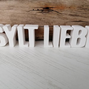 Letras Syltliebe letras "SYLTLIEBE" branco, decoração, marítima, cerâmica