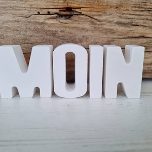 Letras Moin letras "MOIN" branco, decoração, marítima, cerâmica