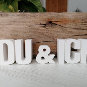 Lettering letras "DU & I" branco, decoração, marítimo, cerâmica, você e eu, presente, pessoa do coração