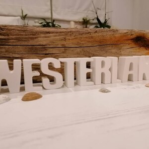 Letras Westerland "WESTERLAND" branco, decoração, marítima, cerâmica
