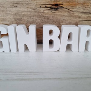 Letras Gin Bar "GIN BAR" blanco, decoración, marítimo, cerámica