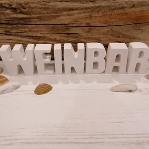 Letras para bar de vinho "WEINBAR" branco, decoração, marítimo, cerâmica