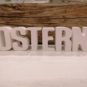 Letras de Páscoa "EASTER" branco, decoração, marítima, cerâmica