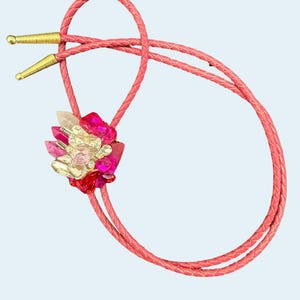 Pink Quartz Bolo, Bolo, Bolo Tie, Unisex Bolo Tie, Costume Jewelry, Necklace, Jewelry, Western Jewelry, Gift, Cowboy, Cowgirl, Accessories