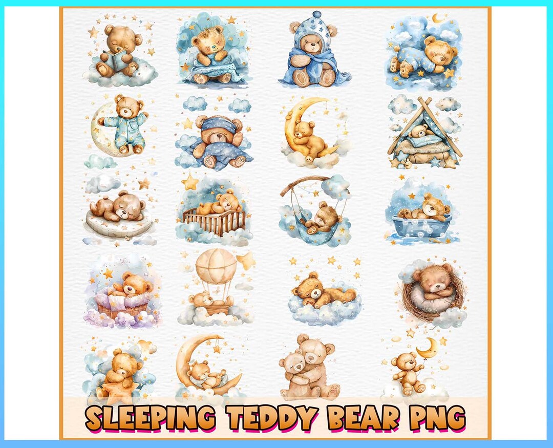 Teddy Bear Watercolor Clipart PNG Digital Download Teddy Bear Baby ...