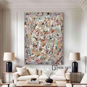 Colorful Pollock style Abstract Painting green line painting green Pollock style painting Modern Abstract Colorful Fine Art