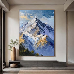 large Sunset Snow Mountain Painting  Large blue Snow mountain Abstract Painting mountain landscape painting