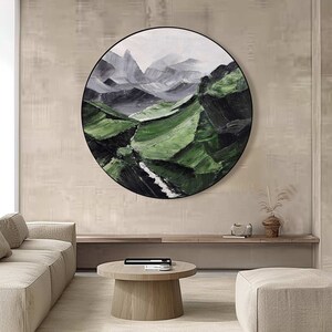 Green Circle abstract art Green Circle textured wall art Circle Green paintings Green abstract art Green Circle canvas art