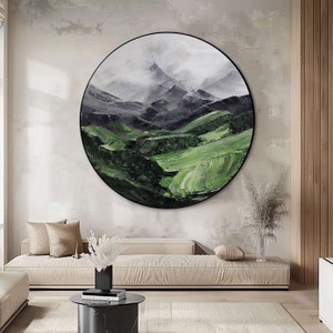 Green Circle textured wall art Green Circle abstract art Circle Green paintings Green abstract art Green Circle canvas art