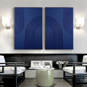 Set Of 2 blue abstract wall art blue Minimalist Art Set Of 2 blue Textured art Set Of 2 blue wall art Set Of 2 blue Wabi-Sabi Wall Art