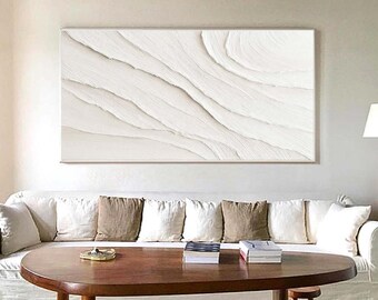 art mural blanc texturé vagues blanches peinture abstraite peinture 3D blanche peinture abstraite blanche art mural abstrait blanc