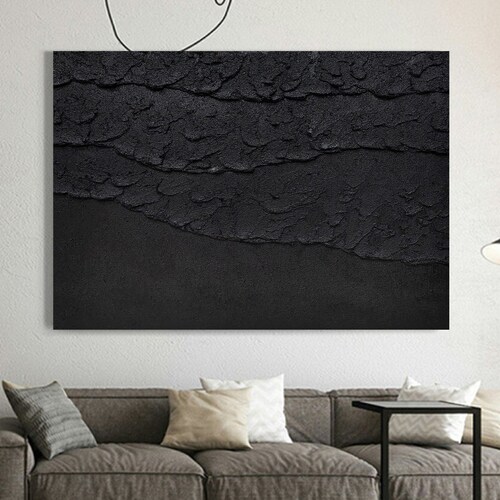 Black 3d Wall Art Black Wall Art Black Textured Wall Art Black Etsy