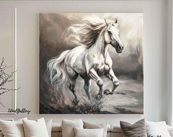 Horse Oil Painting Horse Wall Art Horse Abstract painting Running Horse Painting Animal Painting Brown Horse Artwork for Living Room