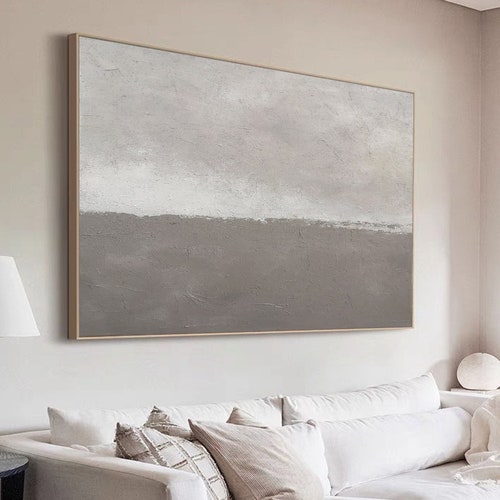 Gray Abstract Art Grey Minimalist Painting Gray and White Etsy