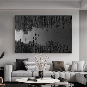 Black textured wall art Black plaster wall art Black Wabi-Sabi Wall Art Large Black Abstract Painting Black wall art Black plaster art