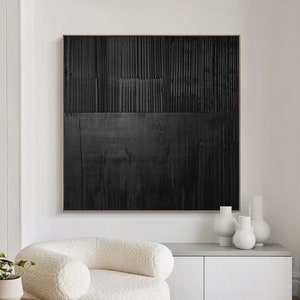 Black textured wall art Black plaster wall art Black Wabi-Sabi Wall Art Large Black Abstract Painting Black wall art Black plaster art