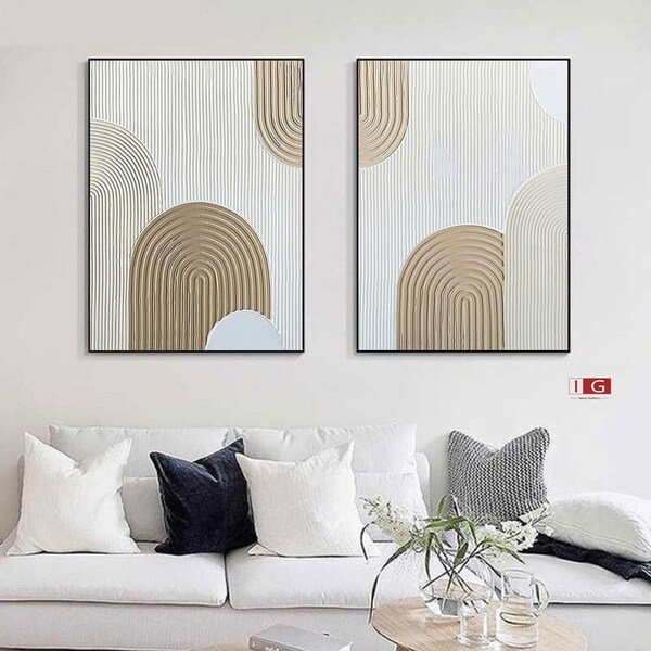 White Beige Wall Art Etsy