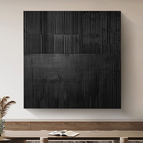Pure Black Abstract Art Black 3D Textured Painting Black Wall - Etsy