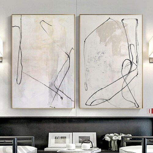 Beige Arch Wall Art Set of 2 Beige Minimalist Painting Beige Etsy