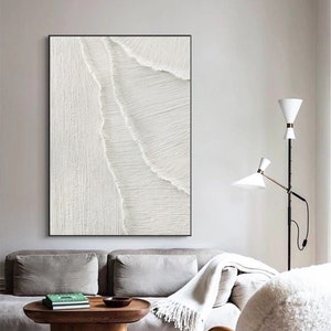 white textured wall art white abstract wall art white plaster wall art white waves Abstract painting white wall art white plaster art