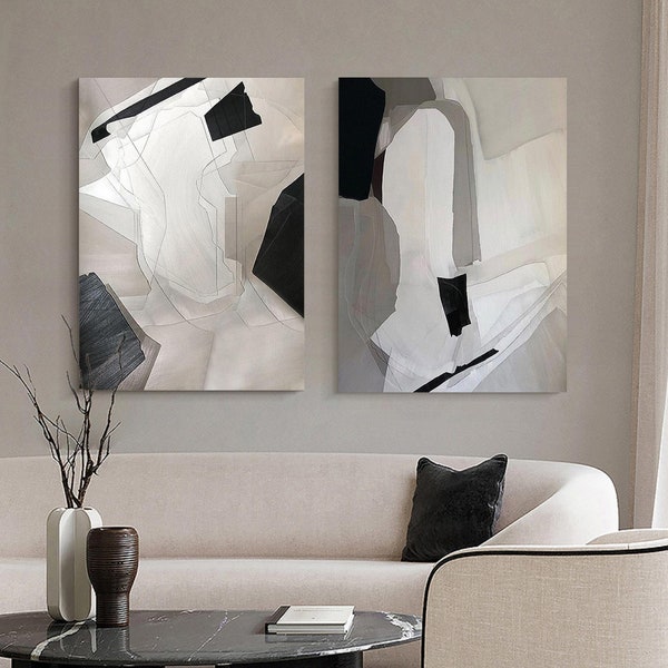 Grey White Wall Art Etsy