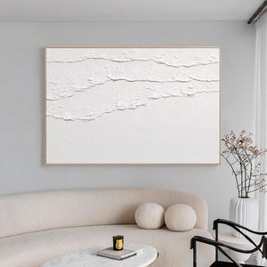 white waves Abstract painting white wall art white 3D Textured art white textured wall art white abstract art white abstract wall art