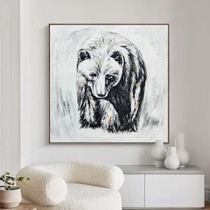Black Bear Abstract Painting on Canvas Black Bear wall art Bear Painting on Canvas wall art Black Bear painting Black Bear wall decor
