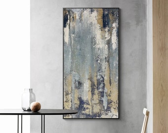 Large Blue Wall Art Blue Abstract Painting Contemporary Minimalist Wall Art Modern Abstract Art Blue Canvas Painting Original Oil Painting