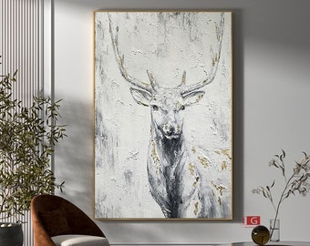 Deer wall decor Deer Canvas Wall Art Deer Abstract Painting Deer Wall Art Large Deer Artwork Deer Painting Large Animals Paintings