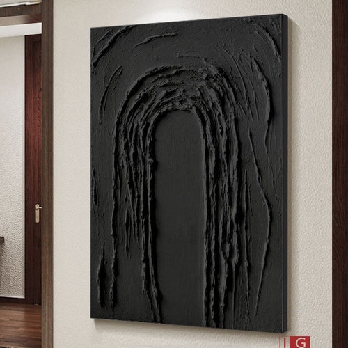 Black 3D Textured Painting Black 3D Minimalist Painting Large Etsy Canada