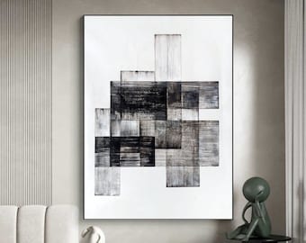 Large Black and white Abstract Wall Art Black and white Abstract art  Black and white wall art Black and white Living Room Wall Decor