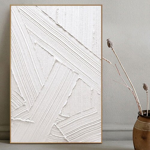 White Textured Wall Art White Abstract Art Painting White Wall Etsy