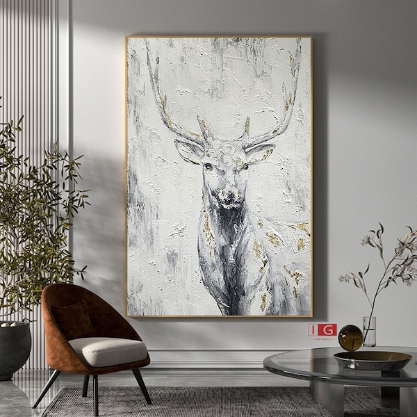 Deer Wall Art Deer wall decor Deer Canvas Wall Art Deer Abstract Painting Large Deer Artwork Deer Painting Large Animals Paintings