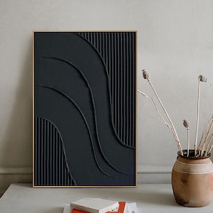 Black 3D Textured Painting Black 3D Minimalist Painting Large Black Abstract PaintingBlack wall art Black wall decor Black Abstract art