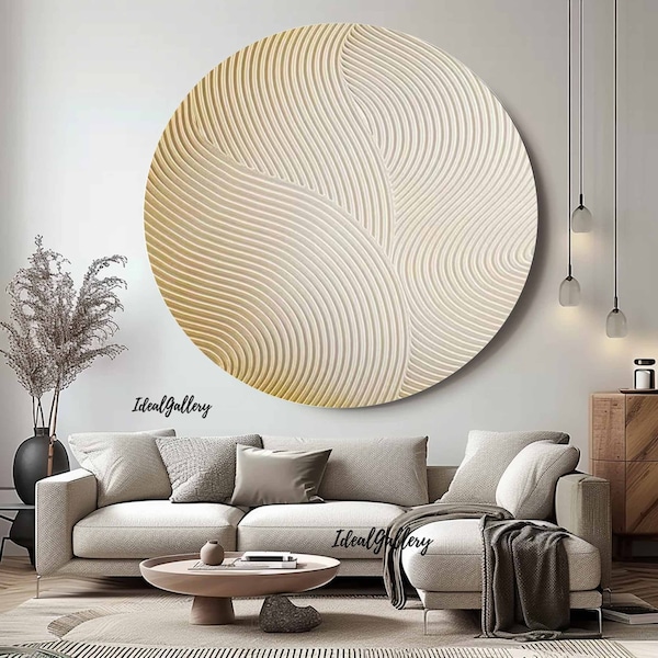 Yellow Circle 3D Abstract wall art Yellow Circle abstract painting Yellow and White Minimalist art White and Yellow Abstract wall art