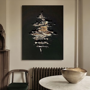Black and gold textured wall art Black and gold Abstract art Large Black Abstract Painting Black Abstract wall art Black wall paintings