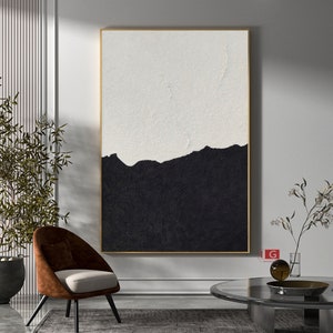 Black and white wall art Large Abstract Painting Black and white abstract Art Black white Minimalist Painting Black white Painting