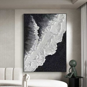 Black textured wall art Black and white Abstract art Black and white Painting Black and white wall art Black and white 3D textured wall art