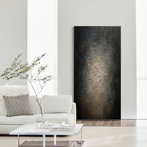 Black and gold abstract art Large Black Abstract Painting Black and gold wall art gold artwork Black Textured wall art Black frame wall art