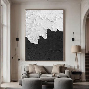 Black and white 3D textured wall art Black and white Abstract art Black textured wall art Black and white Painting Black and white wall art