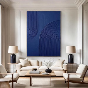Arte de pared con textura azul, arte de pared con arco azul, arte de pared de yeso azul, arte de pared Wabi-Sabi azul, pintura de arte de pared azul, arte de pared abstracto azul grande